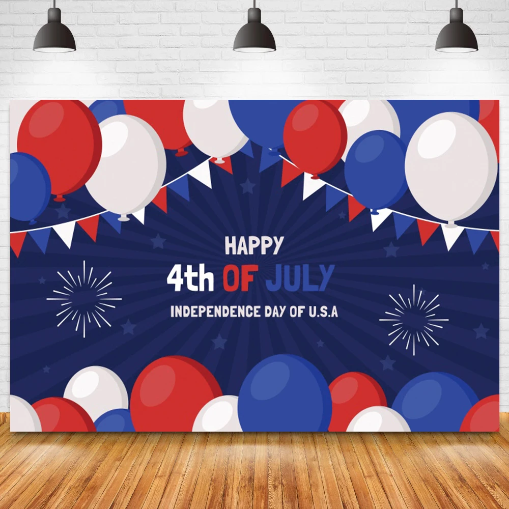 Fondo para fotografía del Día de la independencia del 4 de julio, cartel de rayas de estrellas rojas y azules, foto patriótica, Fondo para fiesta del Día de la independencia