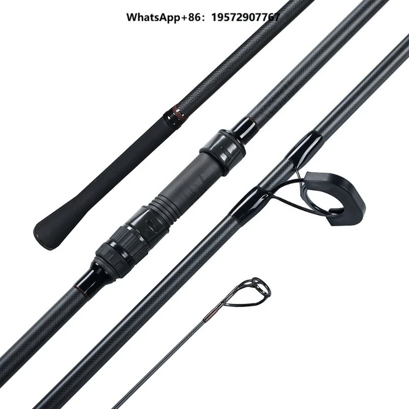 Carbon Fiber Pike & Carp Fishing Rod 12ft/3.6m 3 Sections Handle Golden Reel Seat 307g Salmon Stream Lake