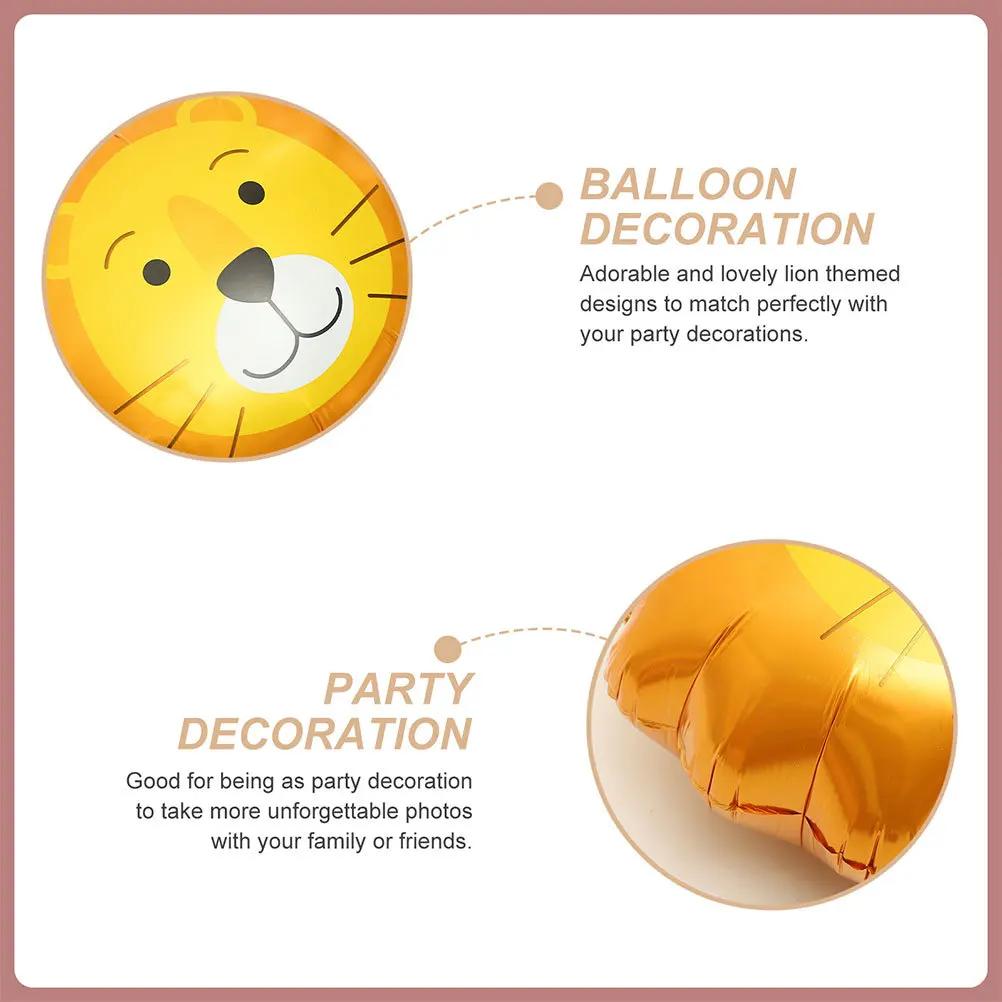 

10Pcs Lion Head Balloons Inflatable Foil Party Decorations Cartoon Party Favors Lion Birthday Supplies Foil Balloon