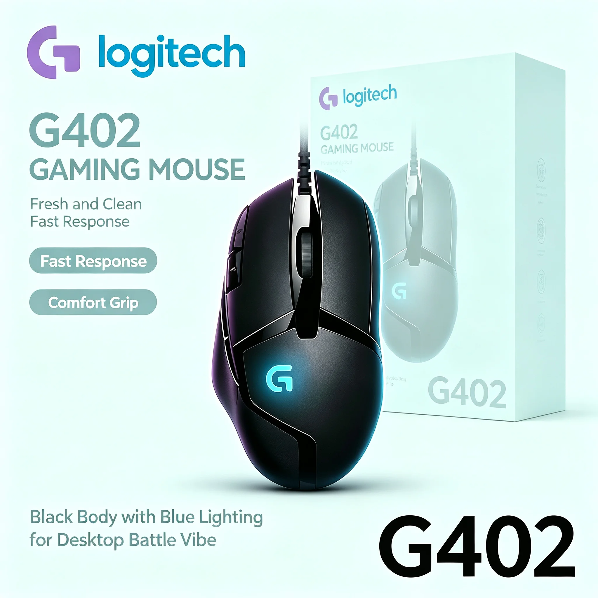 Logitech G402 Hyperion Fury Gaming Mice USB Wired RGB Backlight 8 Macro Programmable Keys Ergonomic For CS GO LOL Gamer