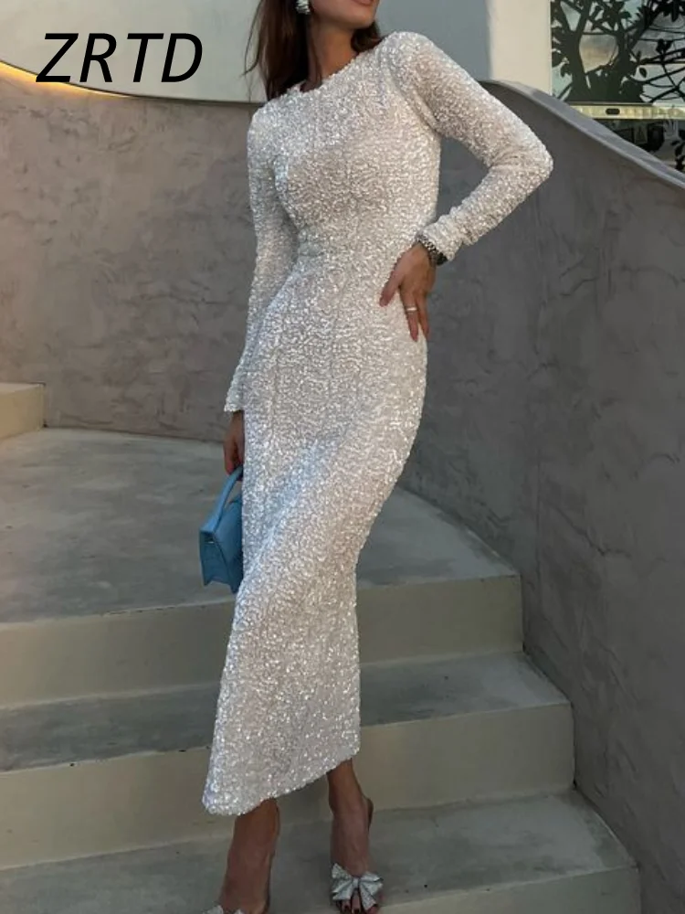 Vestido de lentejuelas con purpurina y manga desmontable para mujer, vestido largo ajustado de manga larga brillante para fiesta de noche, bata