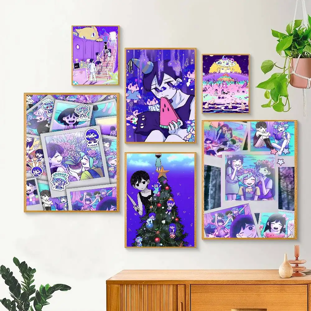 Anime Video Game O-Omori posters Self-adhesive Paper Print Home Living Room Bedroom Entrance Bar Cafe Art