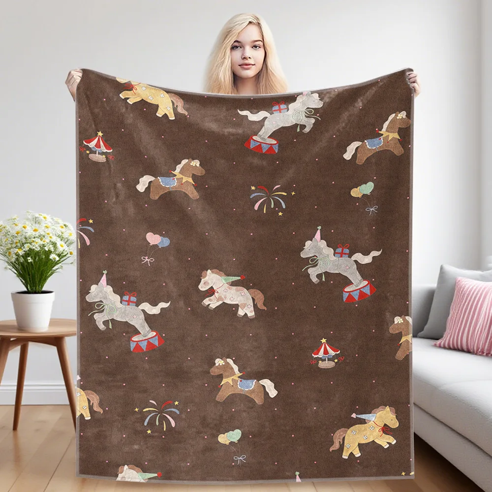 Circus Pony Nap Blanket,Flannel Blanket,Suitable For Sofas,Beds,Cars,Rooms,Offices,Camping,Exquisite Gift Blankets