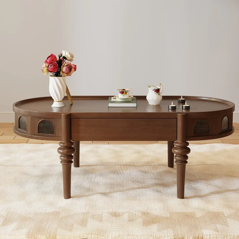 Francês retro madeira maciça mesa de centro sala estar casa pequeno apartamento designer internet celebridade pequena mesa americana redonda cof