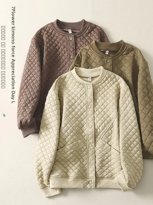 

Легкое хлопковое пальто в стиле ретро, повседневное, с ромбовидным узором, свободного кроя, женское, больших размеров, зимнее