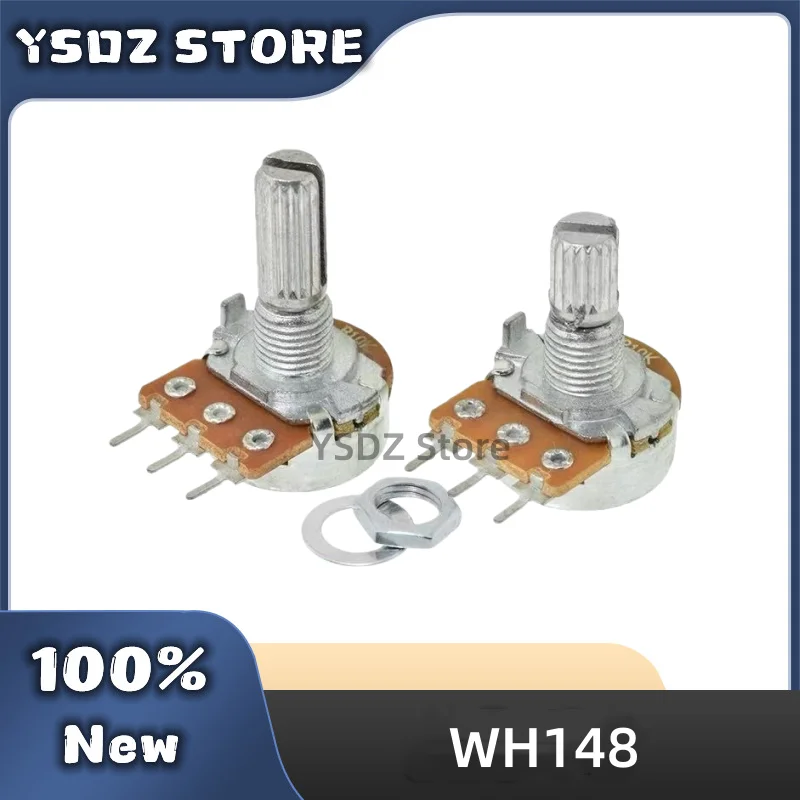 5~10PCS/LOT WH148 3pin 15mm 20mm B1K B2K B5K B10K B20K B50K B100K B250K B500K B1M Potentiometer in stock Fast Shipping