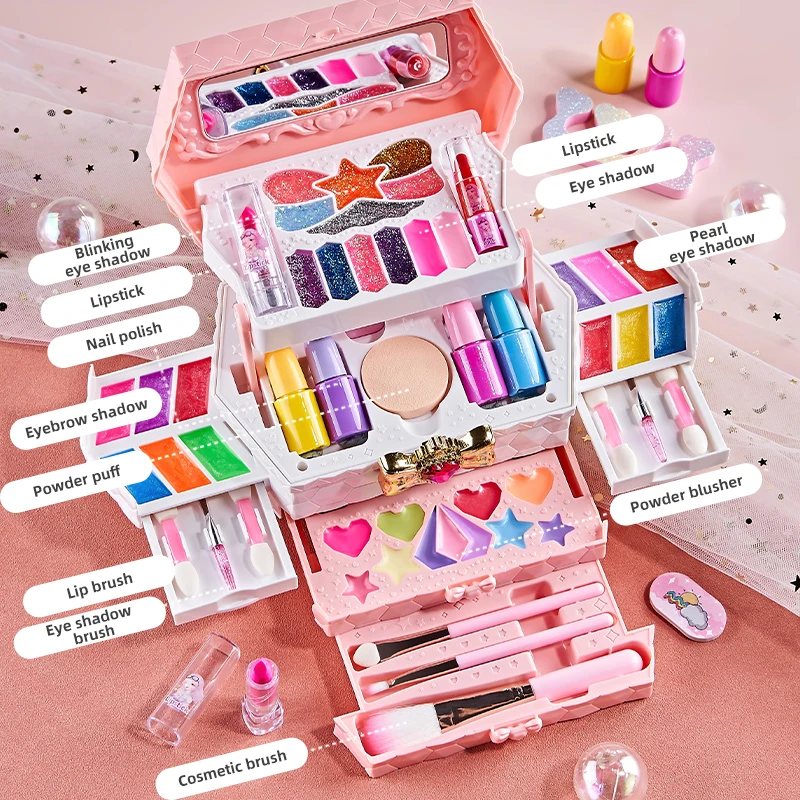 Kit de Maquillage pour Fille, Simulation de Cosmétiques, Valise, Verhéritage à Ongles, Rouge à Lèvres, Boîte de Jeu, miles, Jouets à la Mode pour 6 Ans, Cadeaux d'Anniversaire