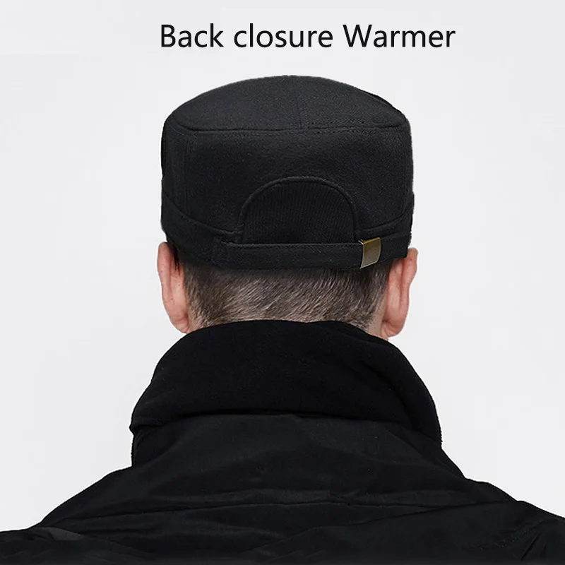 65 head circumference winter windproof wool blend cap warm back closure flat cap big head circumference duck tongue cap