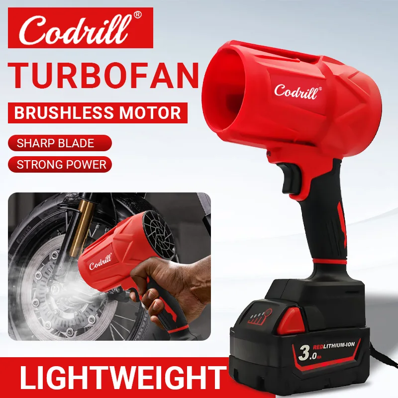 Pro Milwaukee Violent Blower 30000RPM Turbo Jet Fan Elektrický vzduchový prachovka Rychlost větru Turbo dobíjecí s lehkým čištěním auta - náhled 2