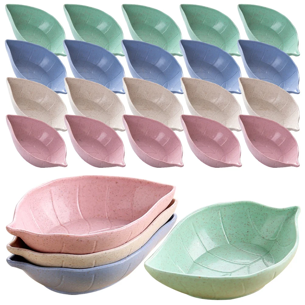 

40pcs Leaf Shaped Dipping Reusable Sauce Dishes For Condiments Small Dessert Bowls Chip Dip Bowl Food-Grade Seasoning Containers
