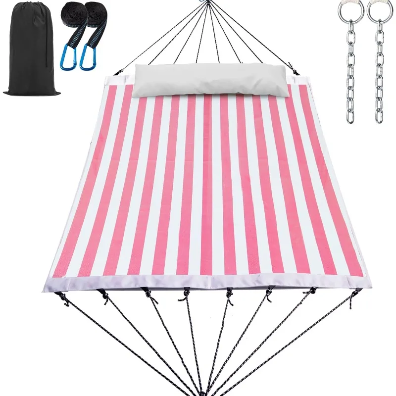 

14ft Two Person Outdoor Hammock, Portable Camping with Folding Steel Spreader Bar, Carrying Bag, Carabiners