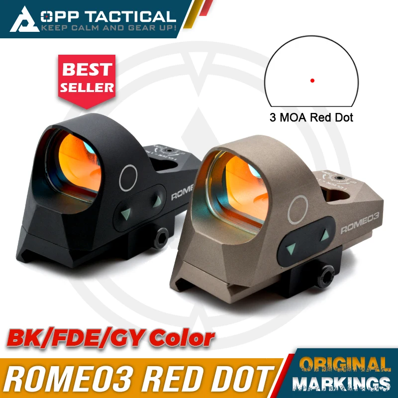 ROMEO3 1X25MM Compact 3MOA Red Dot Sight Reflex Pistol Rifle Gun Hunting Sight Scope w/Picatinny Low Mount & 1.41 Riser QD Mount