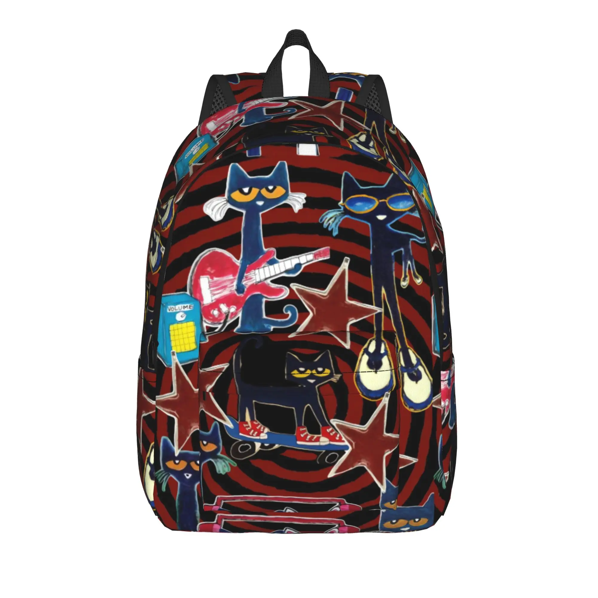 Pete the Cat and His White Shoes Backpack  Unisex Polyester Workout Backpacks Lightweight Stylish High School Bags Rucksack