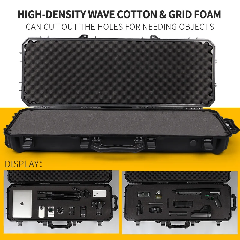 43 Inch Hard Shell Gun Case ABS Tactical Rifle Box Padded Foam Lining for Hunting Airsoft Storage Box Waterproof