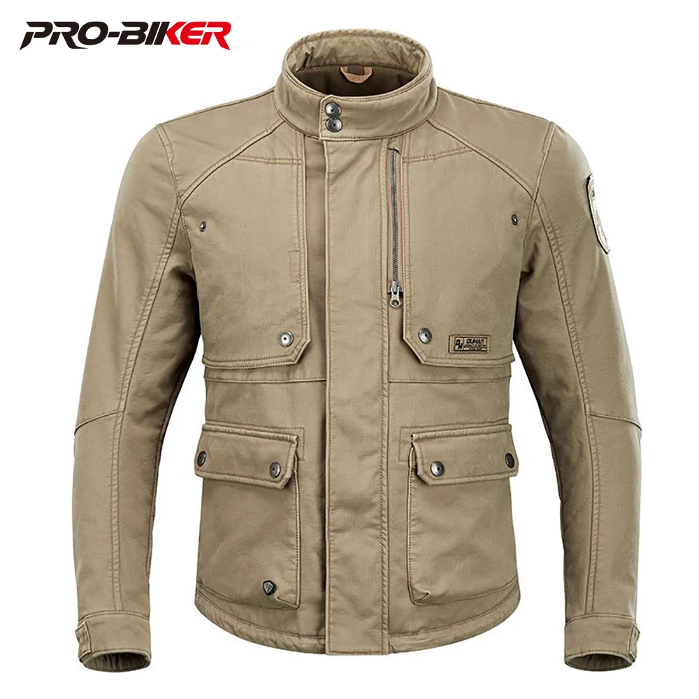 

DUHAN Motorcycle New Vintage Motorcycle Riding Clothes Four Seasons Windproof Warm Casual Jacket Anti-Fall Wear-Resistant Riding
