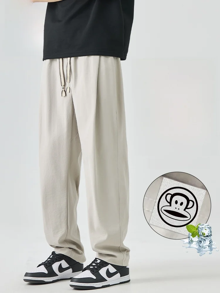 

PaulFrank Ice Silk Thin Casual Pants Men's Summer Simple Loose Qui Dry Sport Straight Leg Pants Breathable Comfortable orts