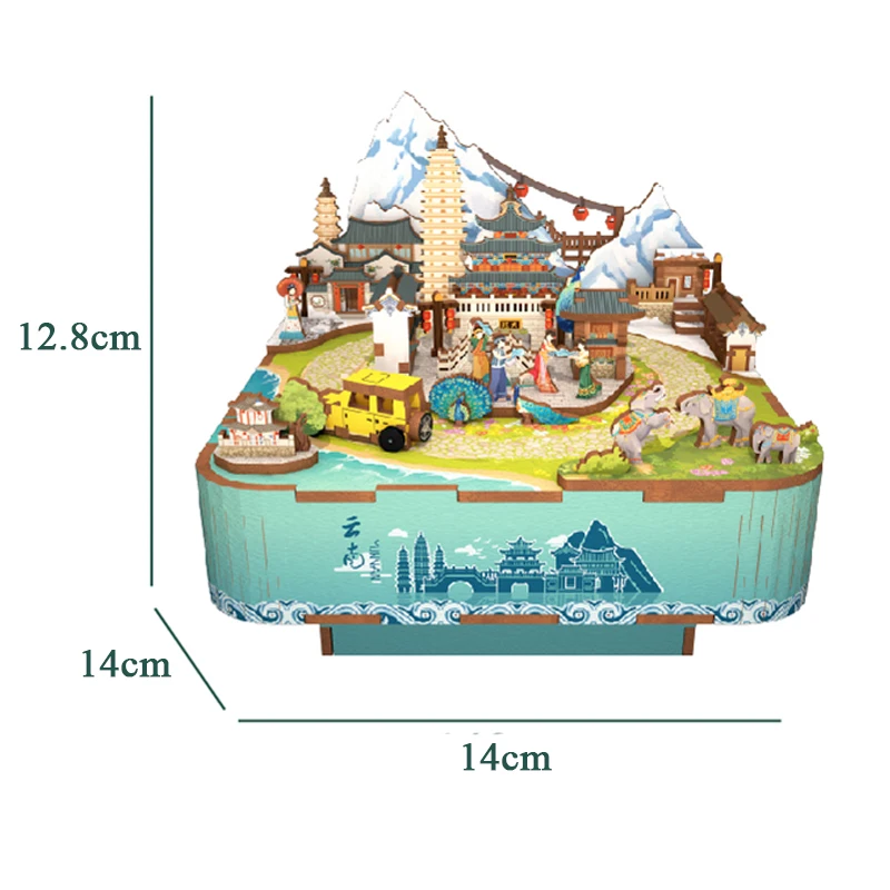 Analyste de construction de modèles en bois bricolage pour adultes, London Street View, boîte à musique, peut bouger avec des lumières, Big Ben, puzzles 3D, cadeaux d'anniversaire