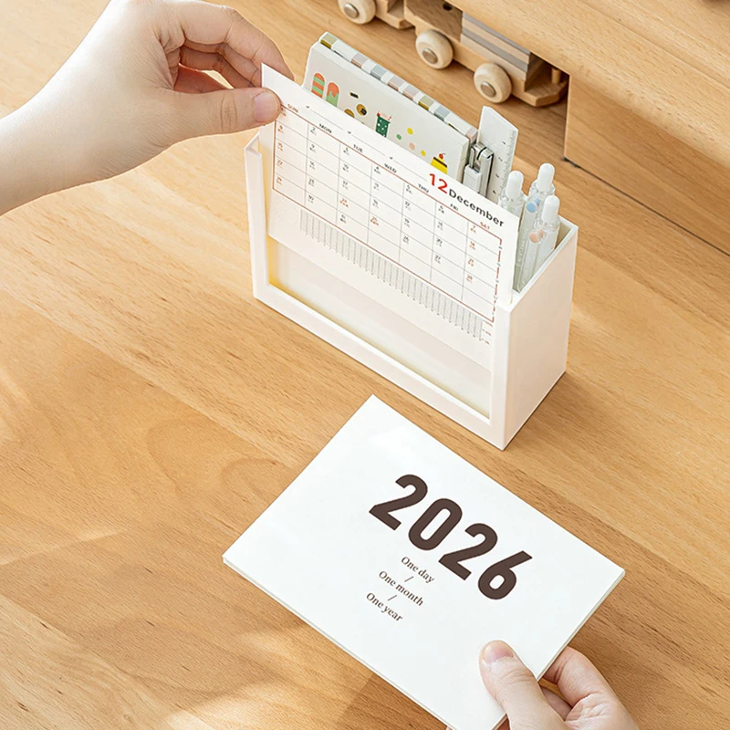 حامل تخزين جديد مع تقويم 2026 متعدد الوظائف منظم مقصورتين هدايا للمنزل والمكتب والمدرسة وإكسسوارات الديكور #4