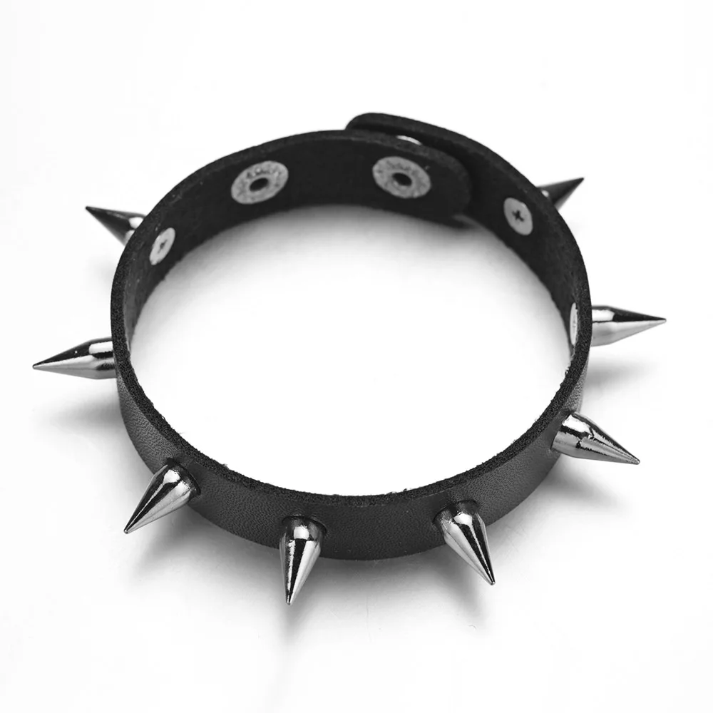 Punk Rock Cuspidal Spikes Rivet Bracelet  Street Snap Gothic Unisex Women Wristband Cuff Metal Leather Bangle Bracelet S417