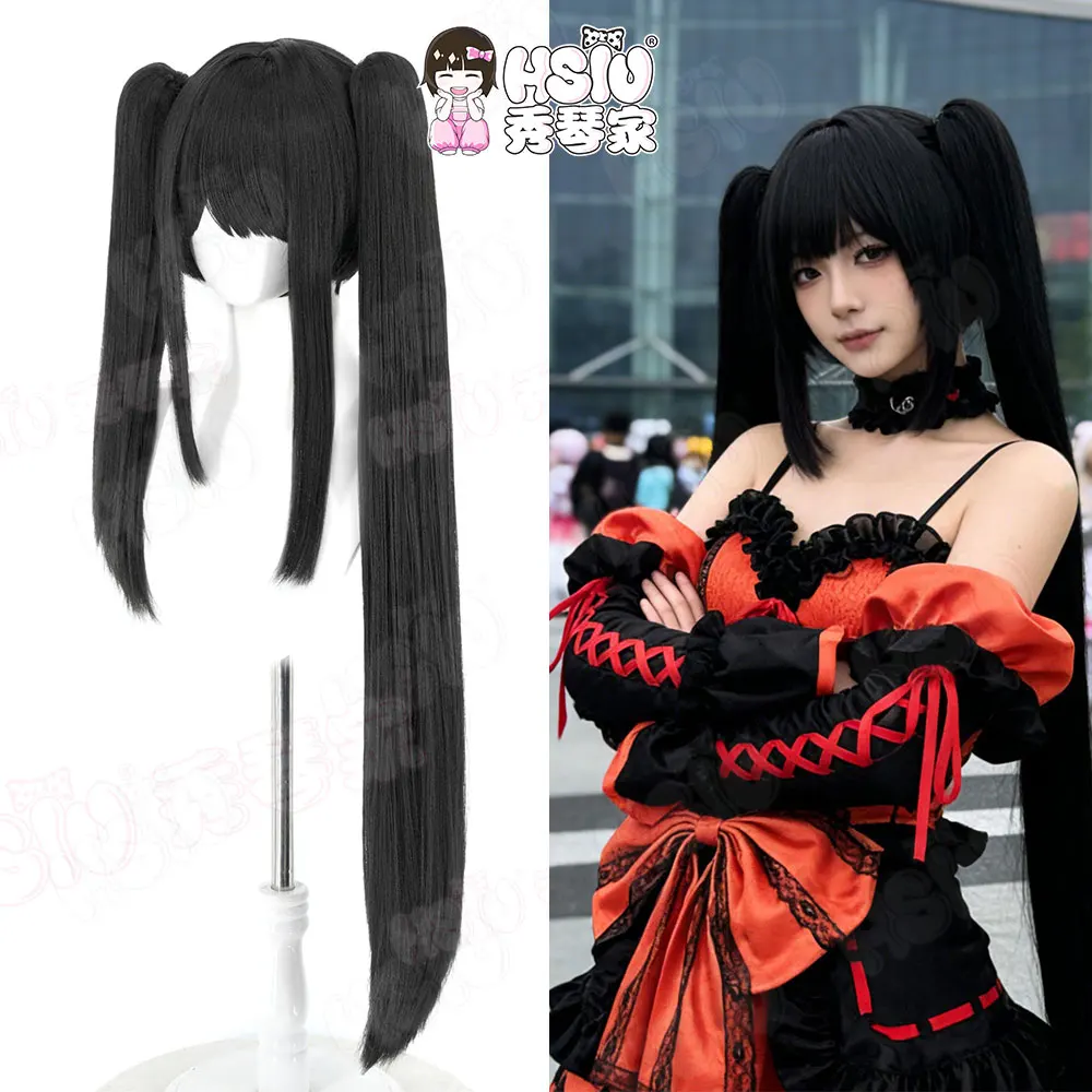 

Парик для косплея Date A Live Токисаки Куруми HSIU, 90 см, черные длинные волосы, термостойкий синтетический парик для аниме и игр