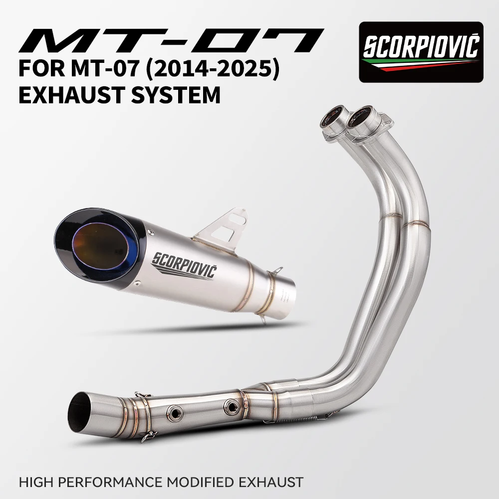 

Выхлопная система для мотоциклов MT-07 FZ-07: передняя труба, глушитель, модифицированная выхлопная труба для гонок, MT07 FZ07 TRACER 2014-2025