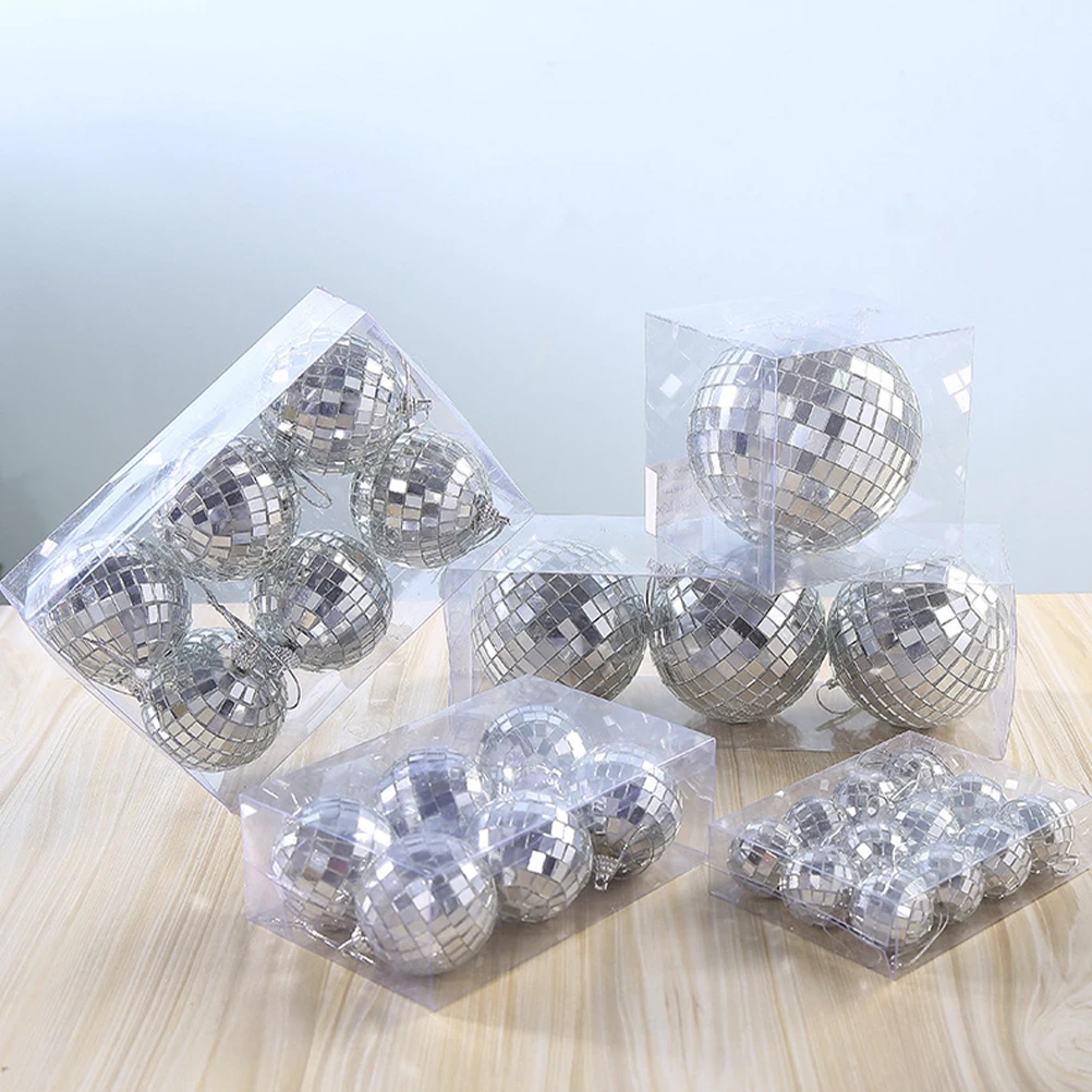 

6pcs Mirror Ball Christmas Tree Cake Mini Disco Ornaments Foam Hanging Decoration Party Gifts Stage Lighting Effect