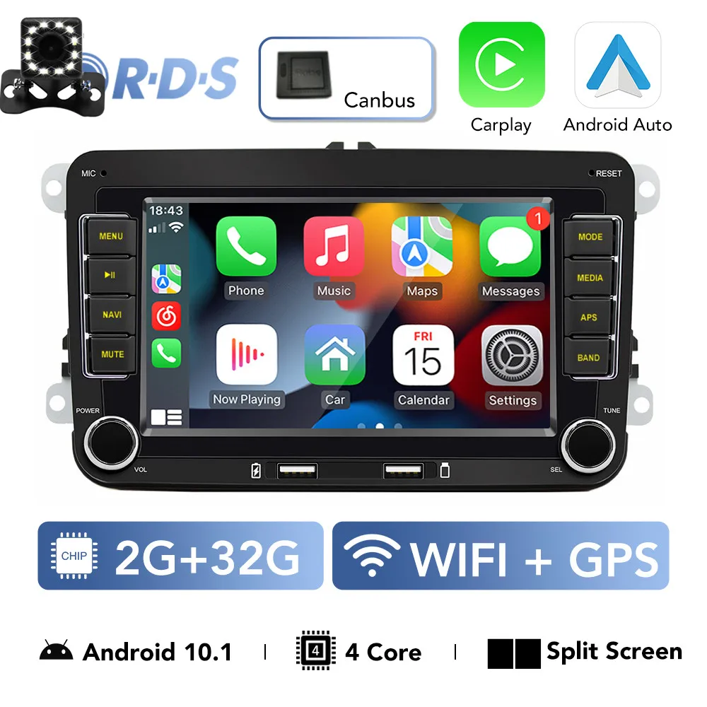 Android Autoradio Carplay voor VW Volkswagen Jetta Passat Golf Polo 7 "Autoradio GPS Wifi FM Audio-ontvangers Multimedia speler