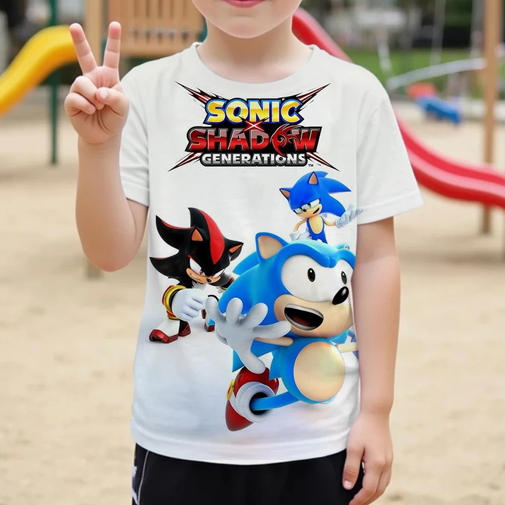 

Kawaii Anime Sonic Cartoon T Shirt Children Kids Stitch Cute Manga T-shirt Y2k Graphic Tshirt Girl Boy Top Tees Clothes