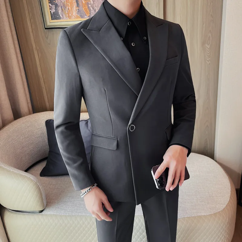 M-XXXXL Plus Size Men's Single-Breasted Blazer Solid Color Long Sleeve Formal Suit Jacket Classic Business Office Wear 4XL 3XL