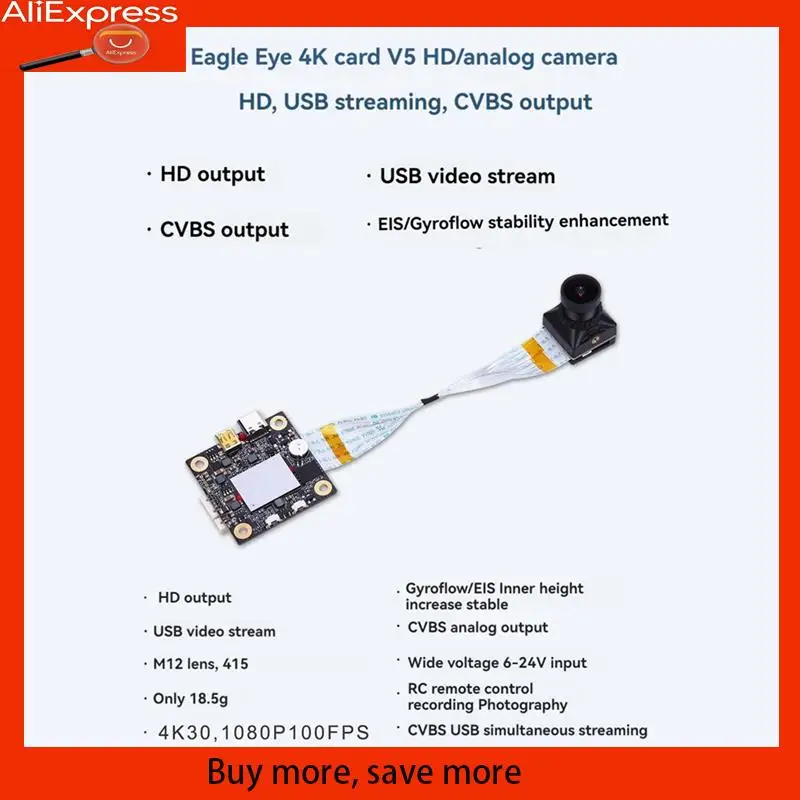 A67Z 4K Split V5 FPV caméra HD DVR caméra CVBS-sortie Compatible USB Streaming vidéo Gyroflow pour Drones de course RC FPV