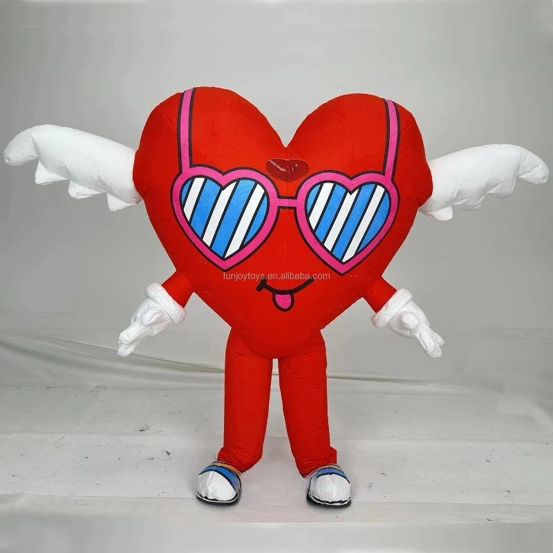 

2&2.6m Walking Inflatable Red Love Heart Costume Blow up Suit Fun Adult Halloween Costume Valentines Christmas Party