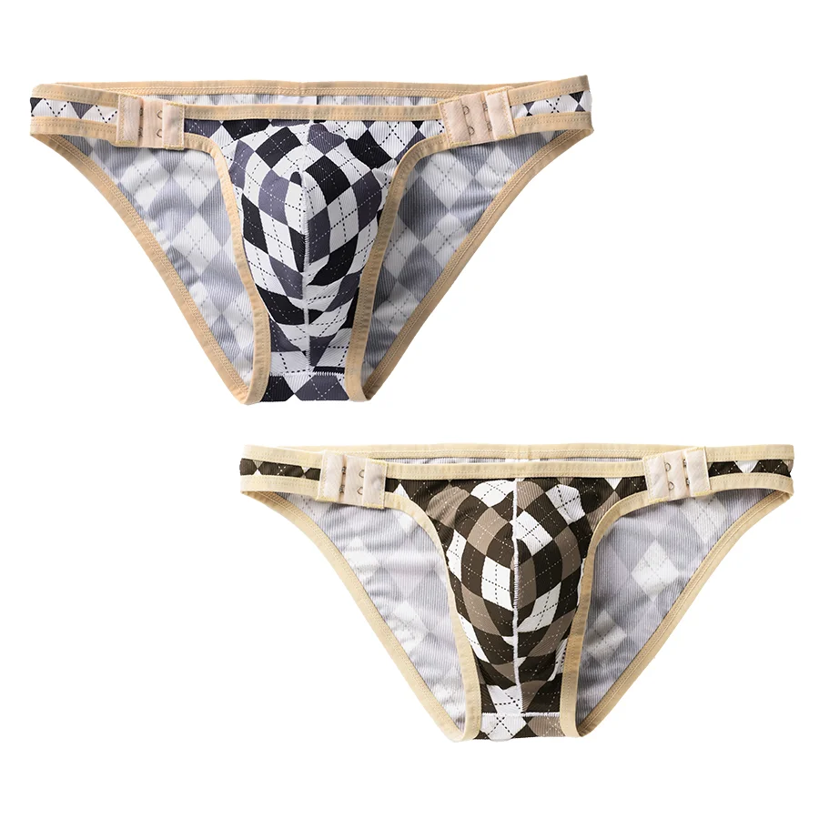 

Underwear Men Sexy Low Waist Briefs plaid U-Bulge Pouch Panties U Convex Underpants sexi Male Gay Bikini