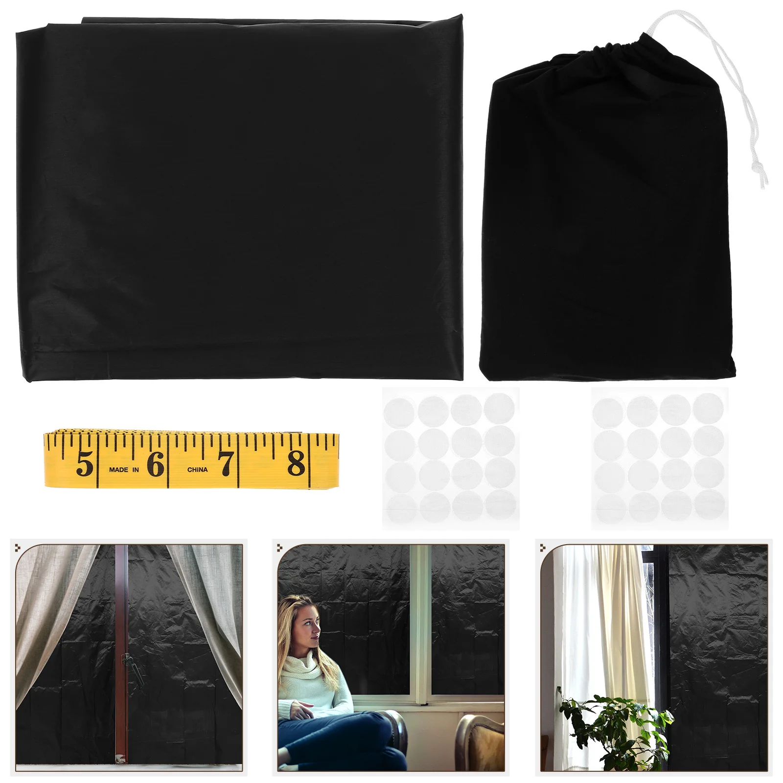 

1 Set Portable Blackout Window Shades Cuttable Light Blocking Curtains For Bedroom Office Camper Travel Glass Patio Small Large