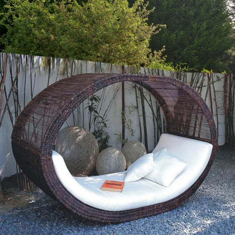 Modern Metal Outdoor Sun Lounger Courtyard Leisure Sunbed Garden Deck Chair Balcony Pool Beach Bed Furniture