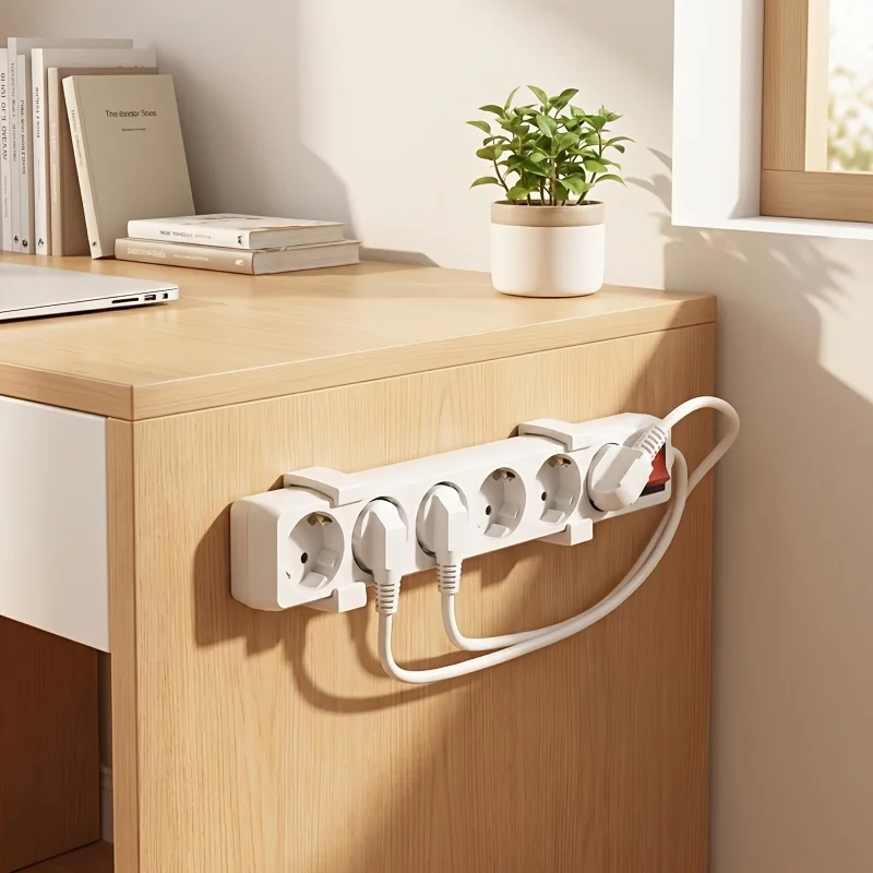 2PCS White Power Strip Wall Mount Bracket Heavy Duty Surge Protector Holder Cable Organizer for Home Office Space Saving