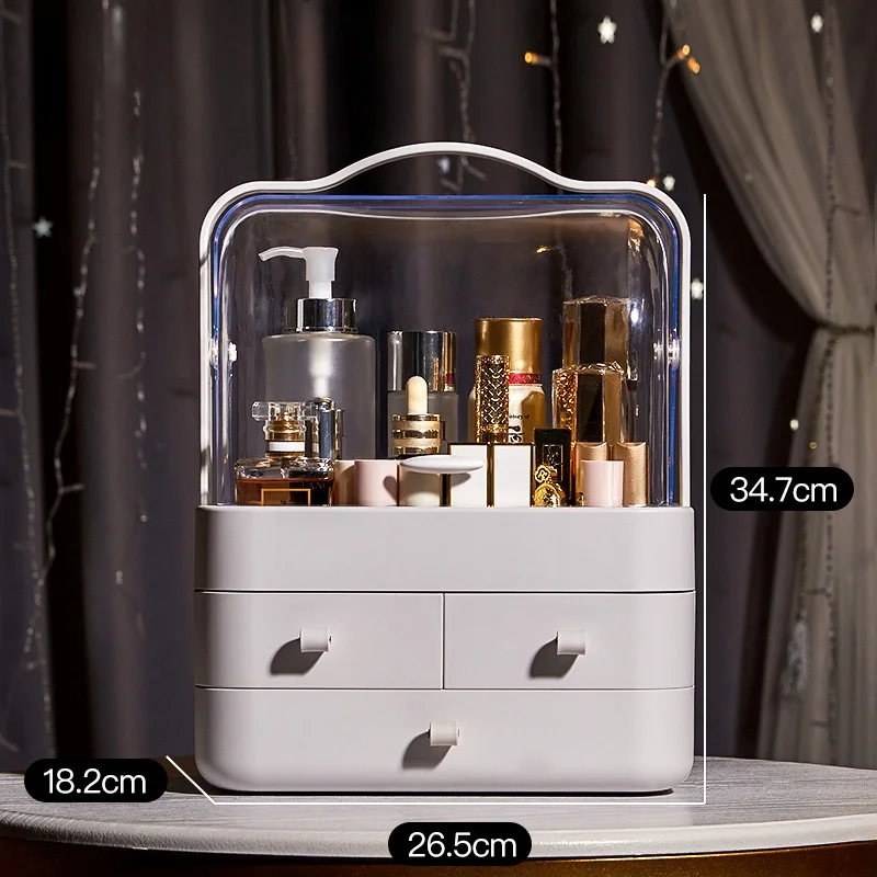 1PC Household Storage Box Makeup Organizer With Drawer For Skin Care Products Shelf Cosmetics Receiving Box Dust-Proof Desktop