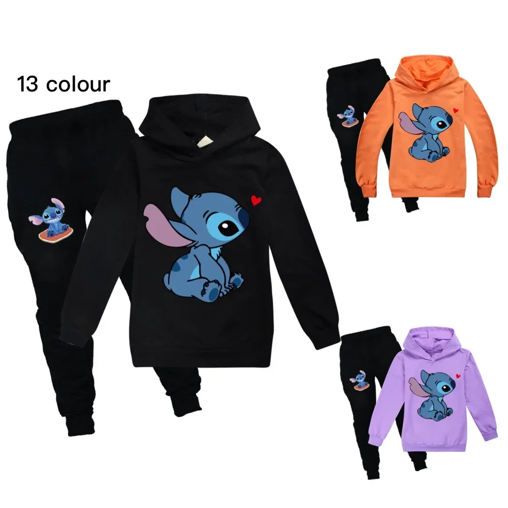 

Disney Cartoon Stitch Casual, Comfortable and Fashionable Clothes for Boys and Girls Sweatshirt + Casual Trousers Suit