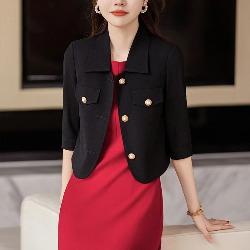 Ladies Office Fashion Uniform Styles Business Suits with Dress and Short Jackets Coat for Women Spring Work Wear Blazers Set