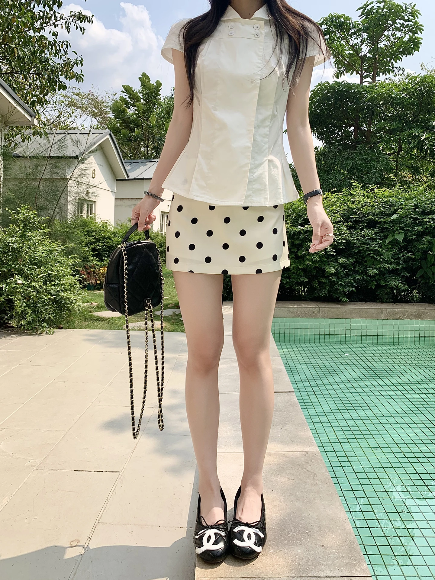 

Красивая женская юбка в горошек на весну-лето, ультрамодная облегающая юбка А-силуэта, короткая юбка Pure Desire