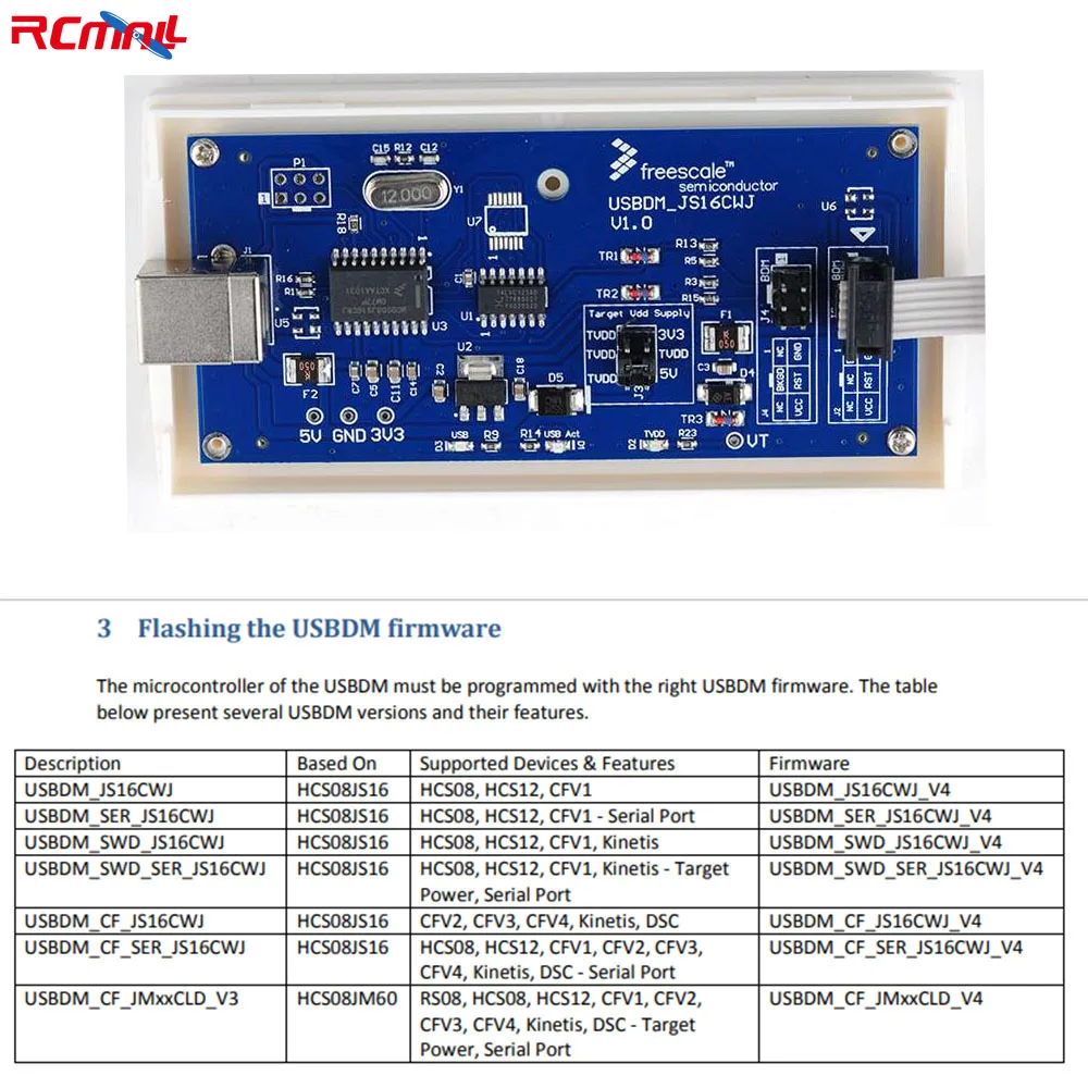 USBDM OSBDM for Freescale Download Debugger Emulator USBDM_JS16CWJ 48MHz USB2.0 V4.12 with USB2.0 Cable support HCS08 Series