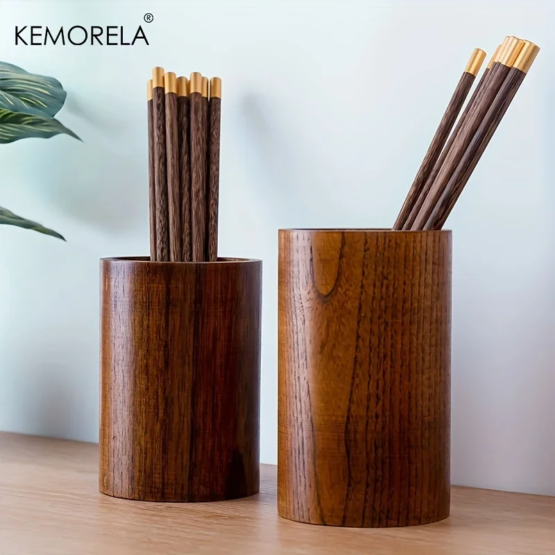1PCS Wooden Chopsticks Holder - Bamboo Utensil Storage Organizer for Drawer Natural Kitchen Counter Desk Tableware Tools Stand