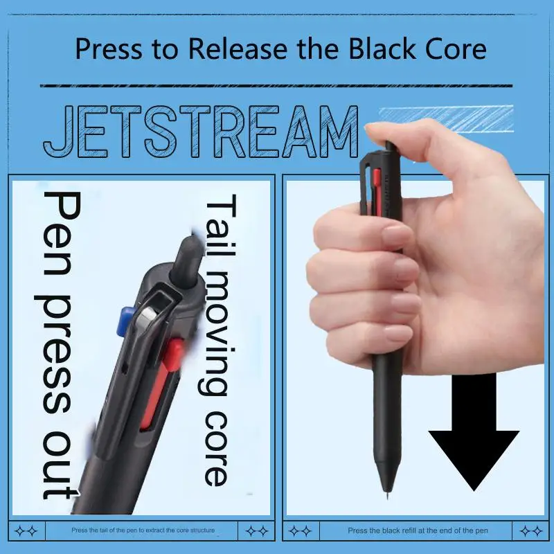 ปากกาลูกลื่นหลากสี Jetstream 0.5/0.7mm 3 in 1ปากกาอเนกประสงค์ความหนืดต่ำหมึกน้ำมันลื่นไม่ลื่น Comfort เครื่องเขียน