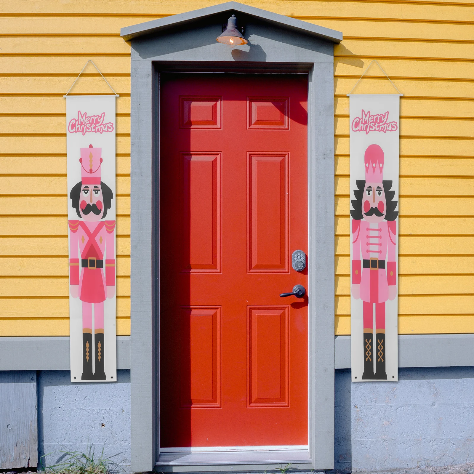 

1Pair Christmas Nutcracker Door Couplets Reusable Xmas Banner Hanging Decoration for Party Home Nutcracker Couplet
