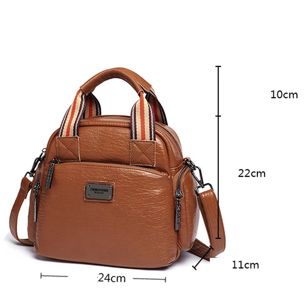 Summer New Portable Double Interlayer Retro Fashion Brand Multi-Function Luxury Large Capacity Cowhide Women's Backpack