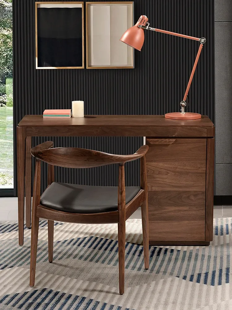 North American black walnut desk small apartment with drawers Italian study furniture writing table bedroom solid wood