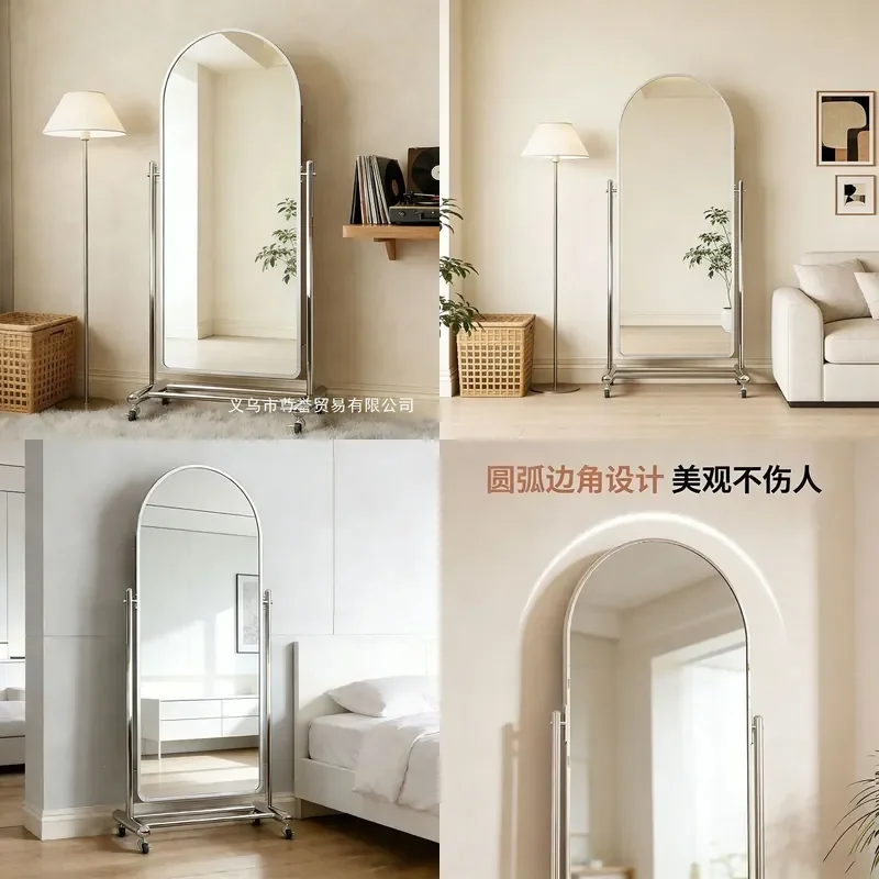 For Home Gym Dance Studio Clothing Store Floor to Ceiling Full Length Mirror Removable HD Arched Thin Fitting Mirror