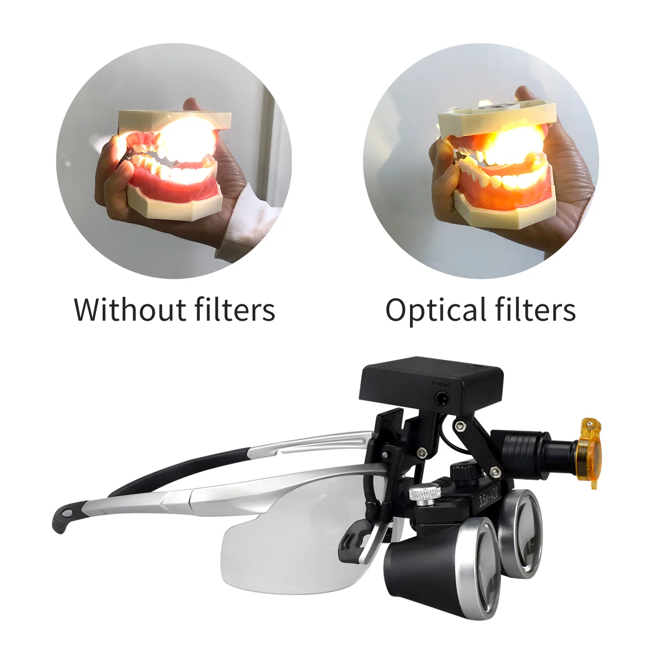 치과 Loupes 2.5/3.5X 돋보기 실험실 의료 확대 쌍안 돋보기 헤드 라이트 전조등 5W 별도로 천 포장
