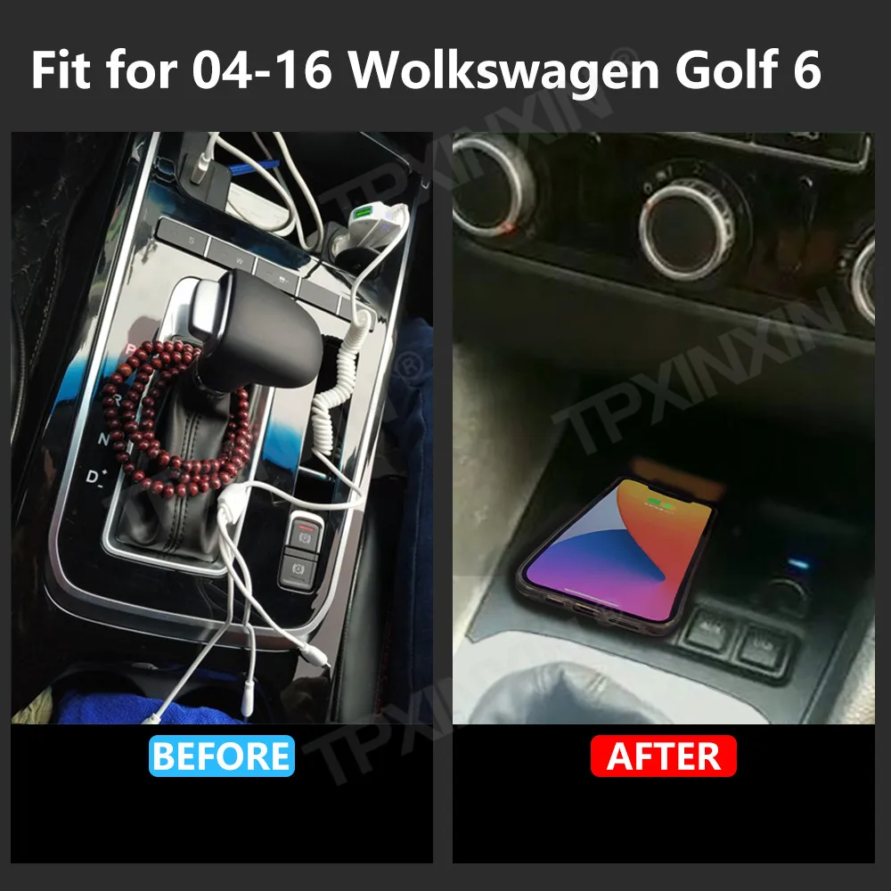 QI Car Wireless Chargin For VW Volkswagen Golf 6 Intelligent Infrared Fast Wireless Charging For iphone and Android