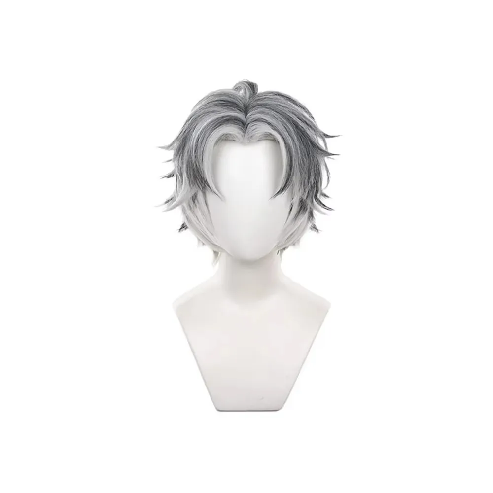 Short Silver Grey Wig Messy Layered Cut Anime Game Role Play Wigs Daily Wear Party Halloween Hairpiece Gift For Boys Girls
