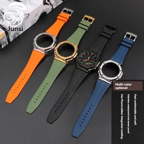 Rostfritt stålboett och gummiarmband för Casio G-Shock GA-2100/2110 | AP Royal Oak-stil modifieringssats med åttkantig infattning 16 mm 10 best sales g shock ap-fodral - №1